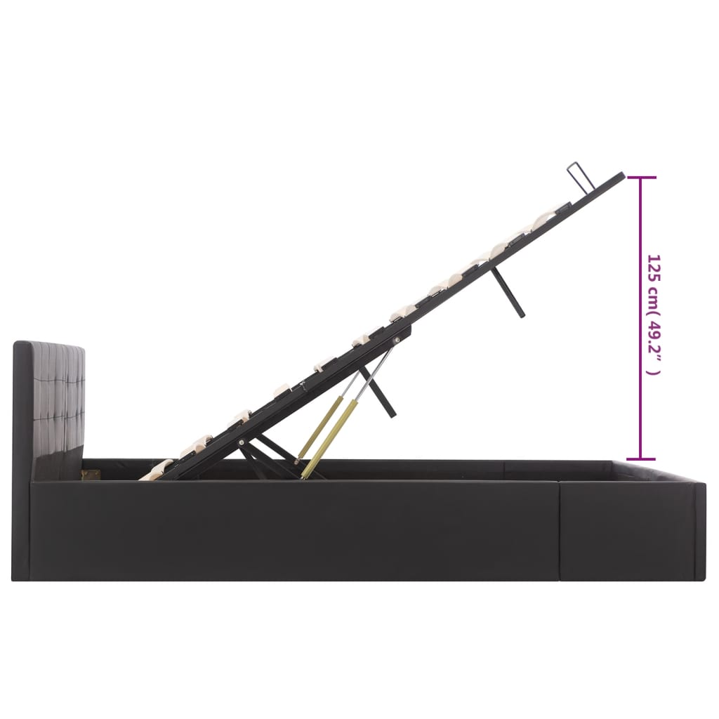 Stauraumbett Hydraulisch Schwarz Kunstleder 160×200cm
