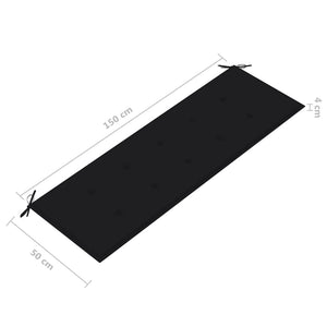 vidaXL Gartenbank-Auflage Schwarz 150x50x3 cm Oxford-Gewebe