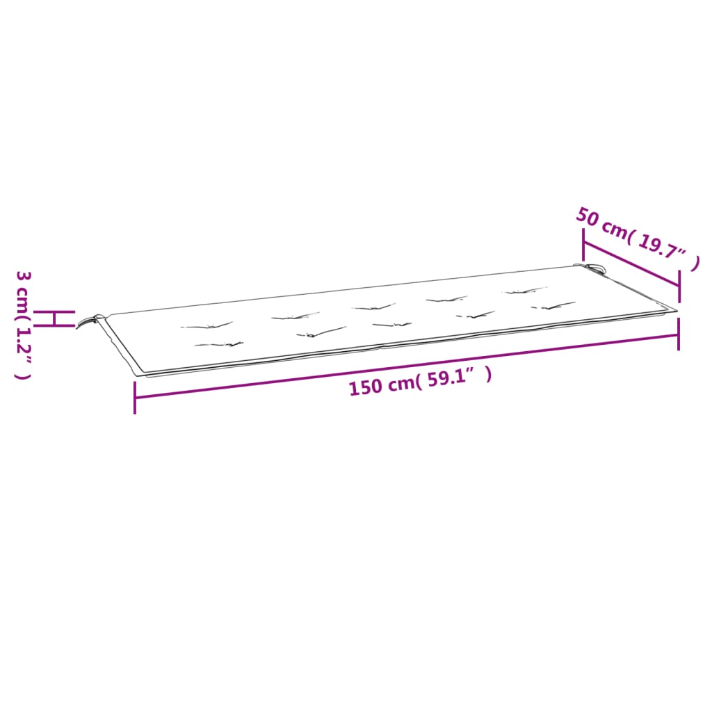 vidaXL Gartenbank-Auflage Schwarz 150x50x3 cm Oxford-Gewebe