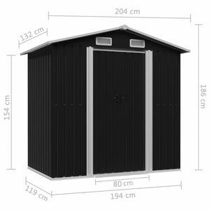 Gartenschuppen Anthrazit Stahl 204 x 132 x 186 cm Stilecasa