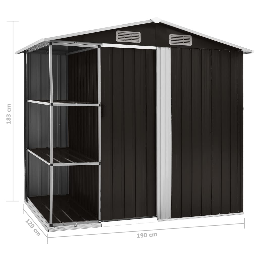 Gartenhaus mit Regal Braun 205x130x183 cm Eisen