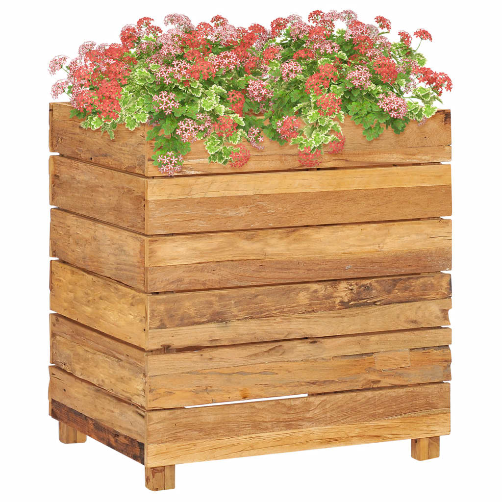 Hochbeet 50x40x55 cm Teak Altholz und Stahl