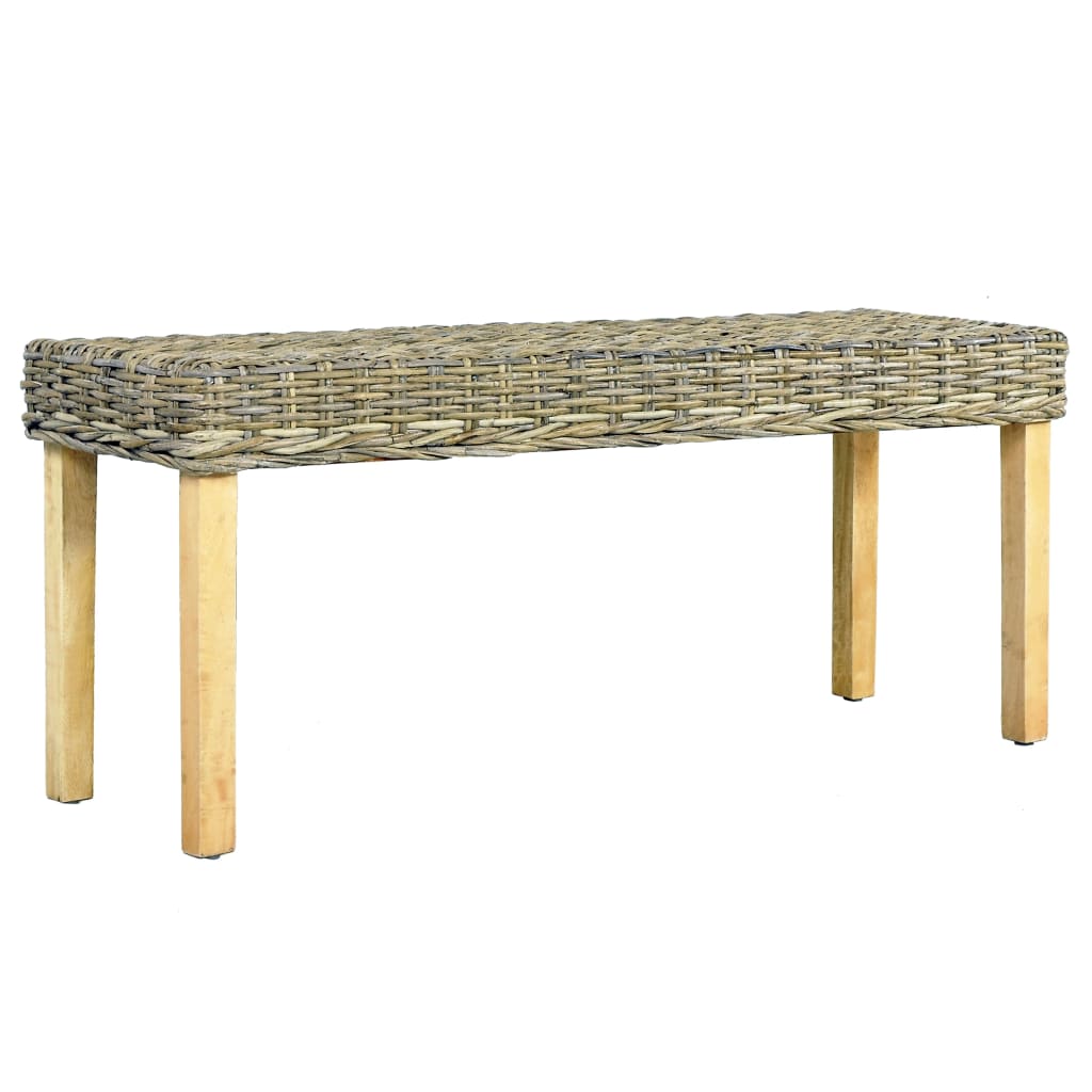 vidaXL Sitzbank 110 cm Natur Kubu-Rattan und Massivholz Mango