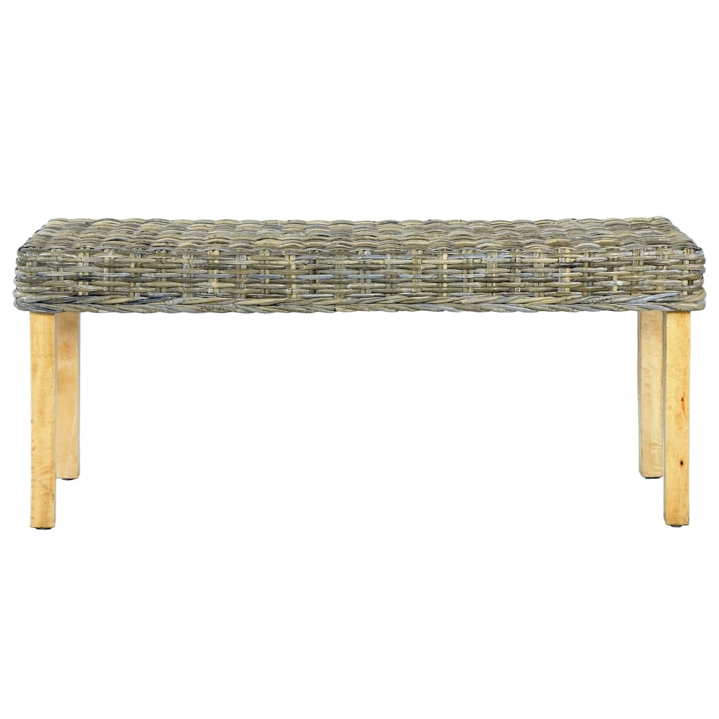 vidaXL Sitzbank 110 cm Natur Kubu-Rattan und Massivholz Mango