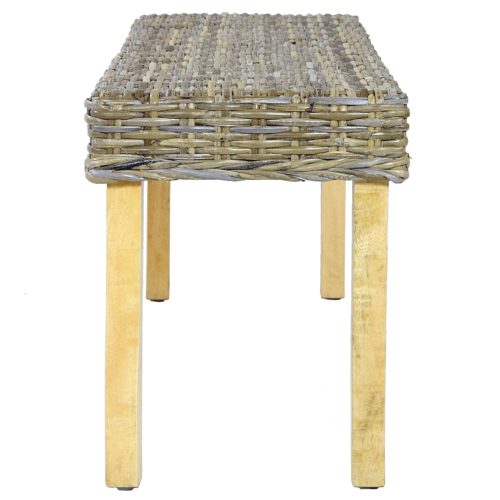 vidaXL Sitzbank 110 cm Natur Kubu-Rattan und Massivholz Mango