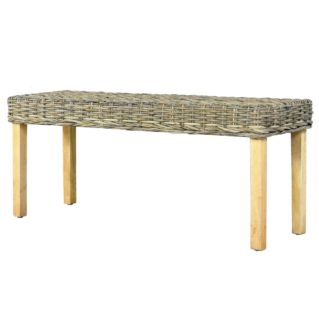 vidaXL Sitzbank 110 cm Natur Kubu-Rattan und Massivholz Mango