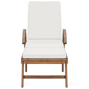 Sonnenliege mit Auflage Massivholz Teak Creme