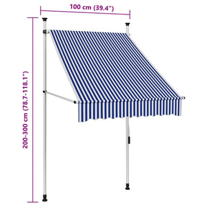 vidaXL Markise Einziehbar Handbetrieben 100 cm Blau/Weiß Gestreift