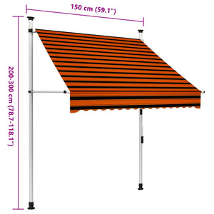 vidaXL Einziehbare Markise Handbetrieben 150 cm Orange und Braun