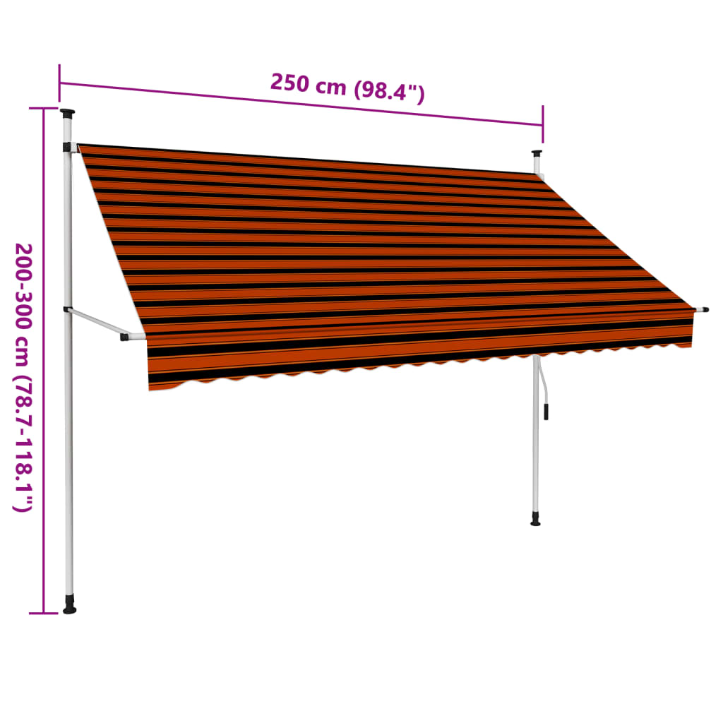 vidaXL Einziehbare Markise Handbetrieben 250 cm Orange und Braun