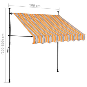 vidaXL Einziehbare Markise Handbetrieben mit LED 100 cm Gelb und Blau