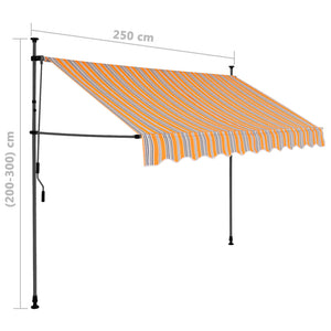 vidaXL Einziehbare Markise Handbetrieben mit LED 250 cm Gelb und Blau