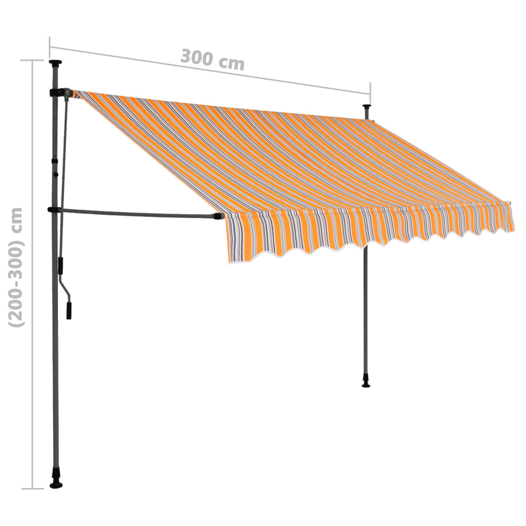 vidaXL Einziehbare Markise Handbetrieben mit LED 300 cm Gelb und Blau