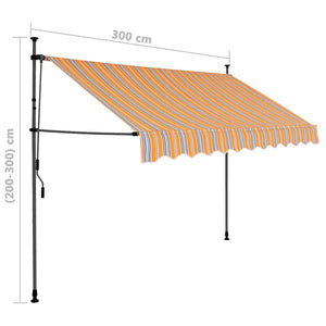 vidaXL Einziehbare Markise Handbetrieben mit LED 300 cm Gelb und Blau