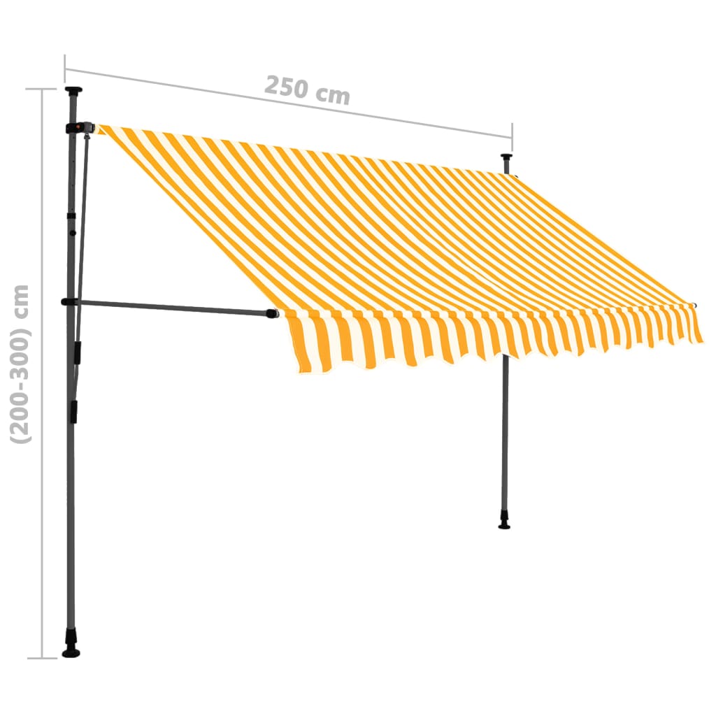 vidaXL Einziehbare Markise Handbetrieben mit LED 250 cm Weiß Orange