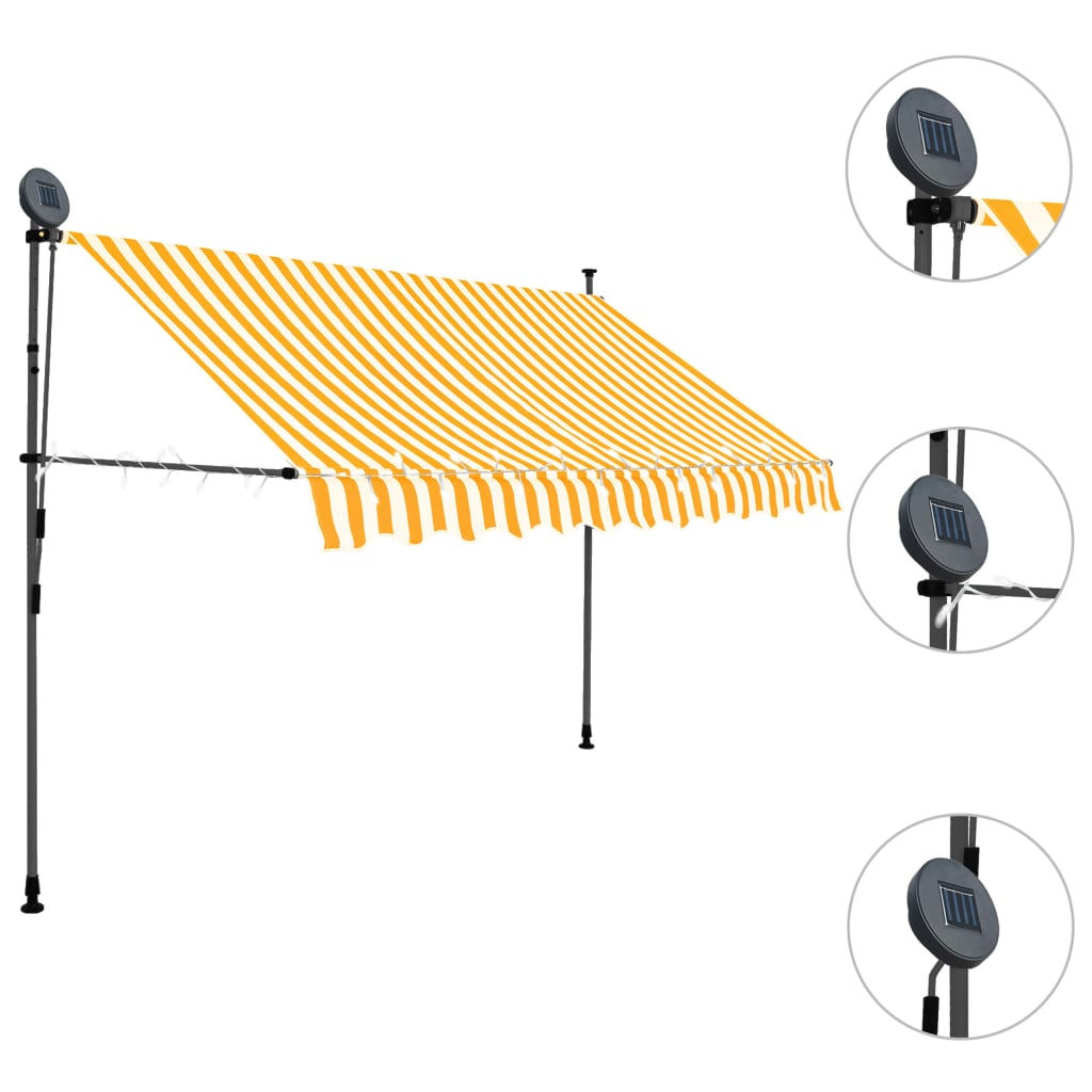 vidaXL Einziehbare Markise Handbetrieben mit LED 300 cm Weiß Orange