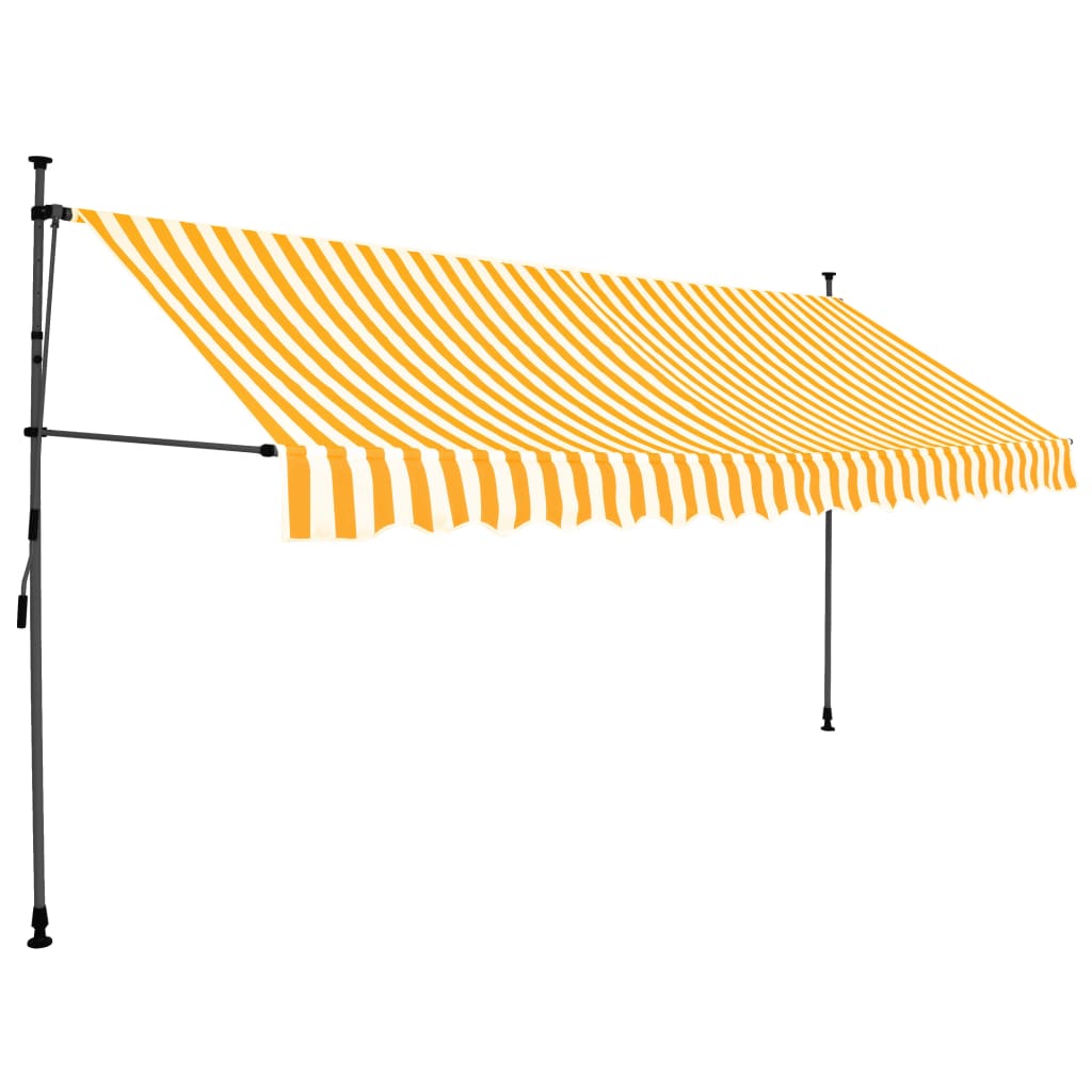 vidaXL Einziehbare Markise Handbetrieben mit LED 350 cm Weiß Orange