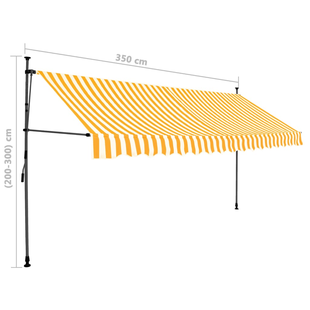 vidaXL Einziehbare Markise Handbetrieben mit LED 350 cm Weiß Orange