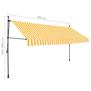 vidaXL Einziehbare Markise Handbetrieben mit LED 400 cm Weiß Orange