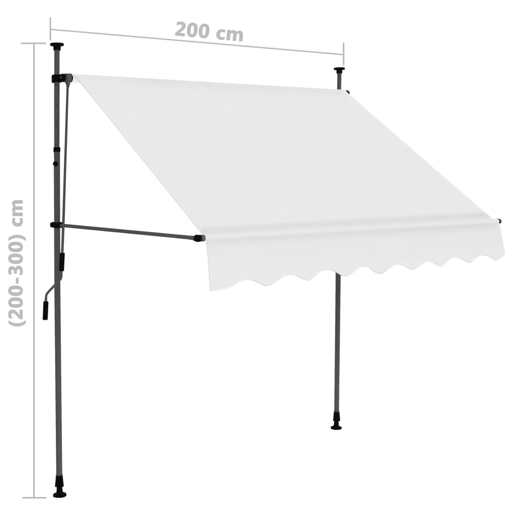 vidaXL Einziehbare Markise Handbetrieben mit LED 200 cm Creme