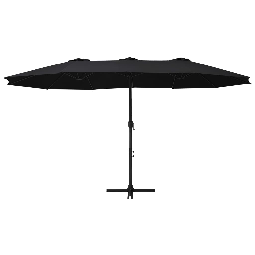 vidaXL Sonnenschirm mit Aluminium-Mast 460x270 cm Schwarz