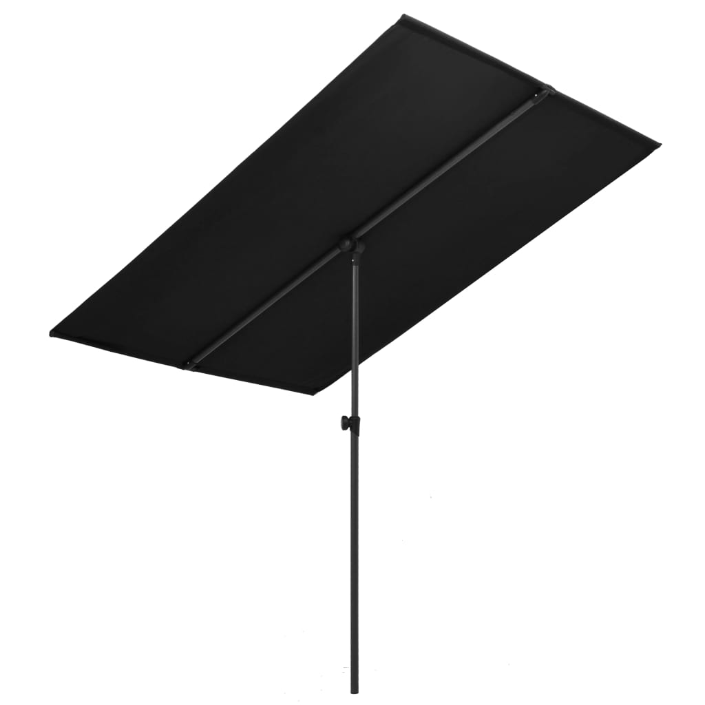 vidaXL Sonnenschirm mit Aluminium-Mast 2x1,5 m Schwarz