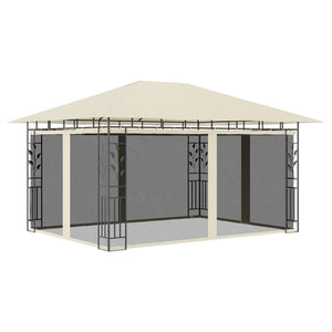 Pavillon mit Moskitonetz 4x3x2,73 m Creme 180 g/m²