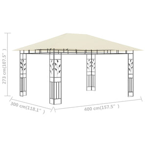 Pavillon mit Moskitonetz 4x3x2,73 m Creme 180 g/m²