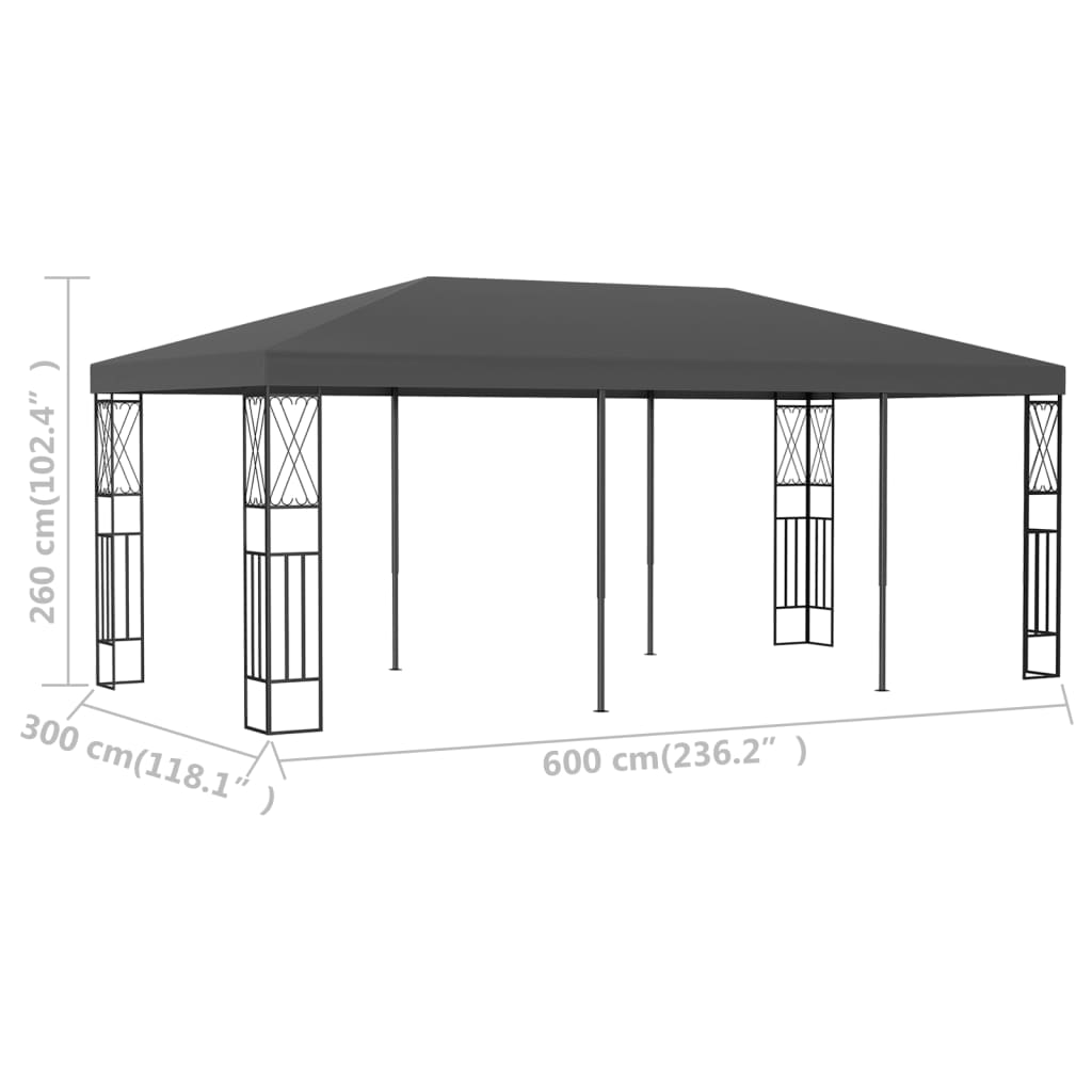 Pavillon 3x6 m Anthrazit Stoff Stilecasa