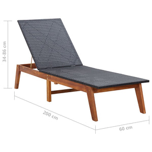 Sonnenliege Poly Rattan und Akazie Massivholz