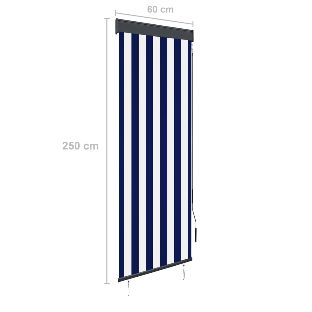 vidaXL Außenrollo 60 x 250 cm Blau und Weiß