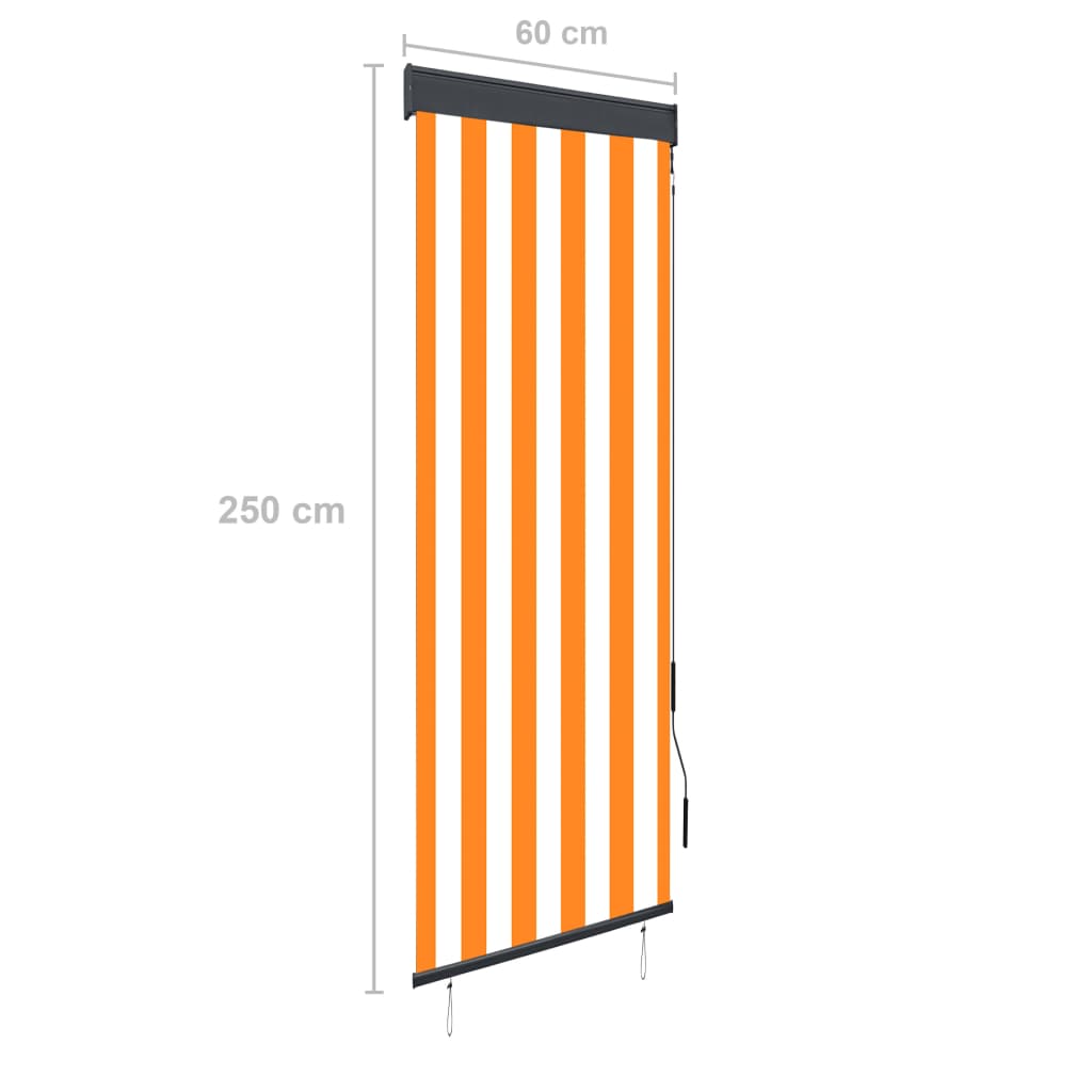 vidaXL Außenrollo 60 x 250 cm Weiß und Orange