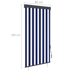 vidaXL Außenrollo 80 x 250 cm Blau und Weiß