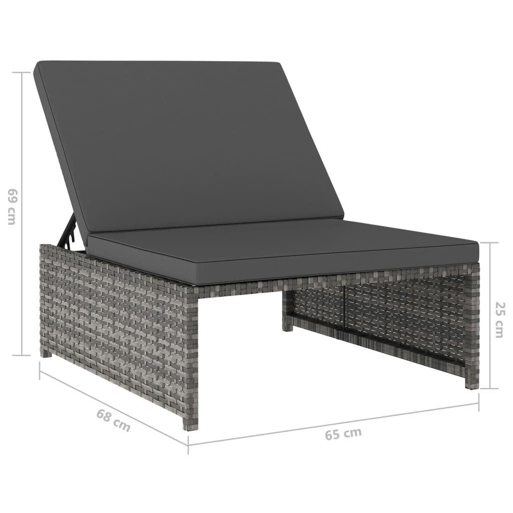 Outdoor-Lehnstühle 2 Stk. mit Tisch Grau Poly Rattan