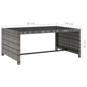 Outdoor-Lehnstühle 2 Stk. mit Tisch Grau Poly Rattan