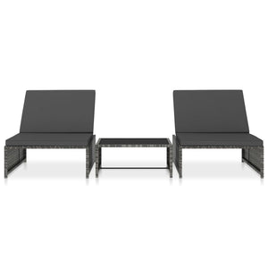 Outdoor-Lehnstühle 2 Stk. mit Tisch Grau Poly Rattan