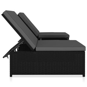 Outdoor-Lehnstühle 2 Stk. mit Tisch Schwarz Poly-Rattan