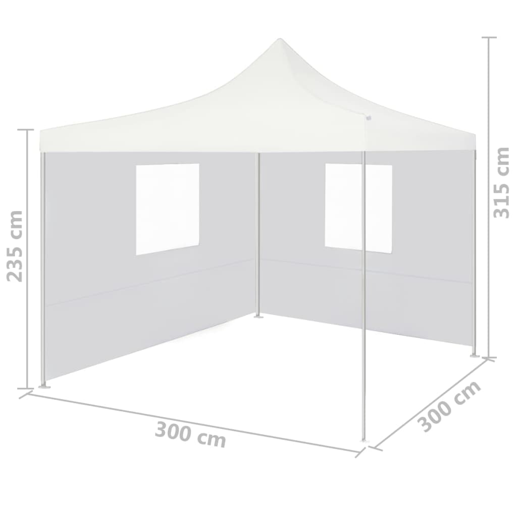 Profi-Partyzelt Faltbar mit 2 Seitenwänden 3×3m Stahl Weiß