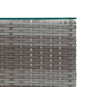 vidaXL Beistelltische 3 Stk. mit Glasplatte Grau Poly Rattan