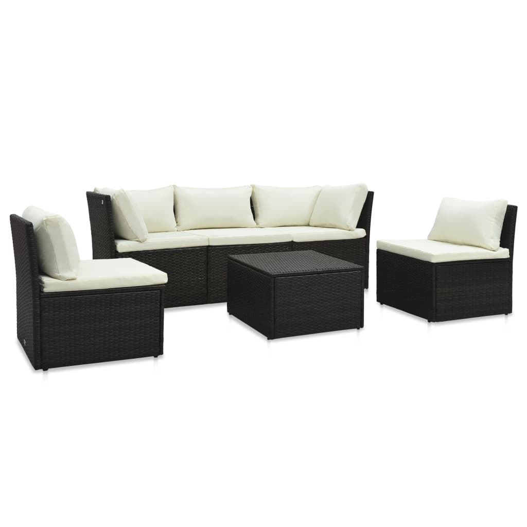 vidaXL 4-tlg. Garten-Lounge-Set mit Auflagen Poly Rattan Braun