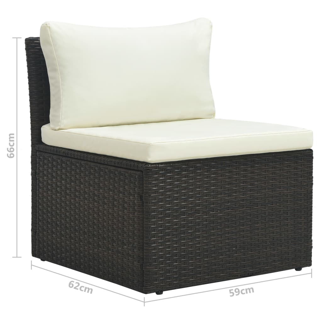 vidaXL 4-tlg. Garten-Lounge-Set mit Auflagen Poly Rattan Braun