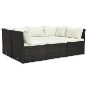 vidaXL 4-tlg. Garten-Lounge-Set mit Auflagen Poly Rattan Braun