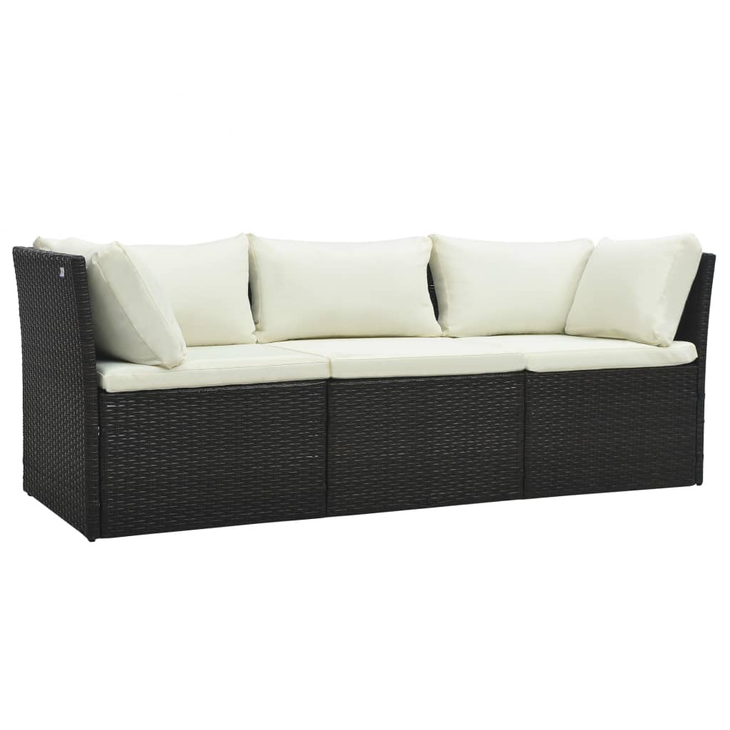 vidaXL 4-tlg. Garten-Lounge-Set mit Auflagen Poly Rattan Braun