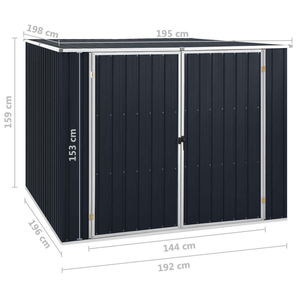 Gerätehaus Anthrazit 195x198x159 cm Verzinkter Stahl Stilecasa