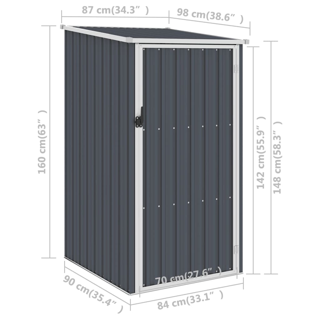 vidaXL Gerätehaus Anthrazit 87x98x159 cm Verzinkter Stahl