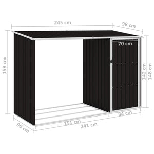 Garten Brennholzlager Braun 245x98x159 cm Verzinkter Stahl Stilecasa