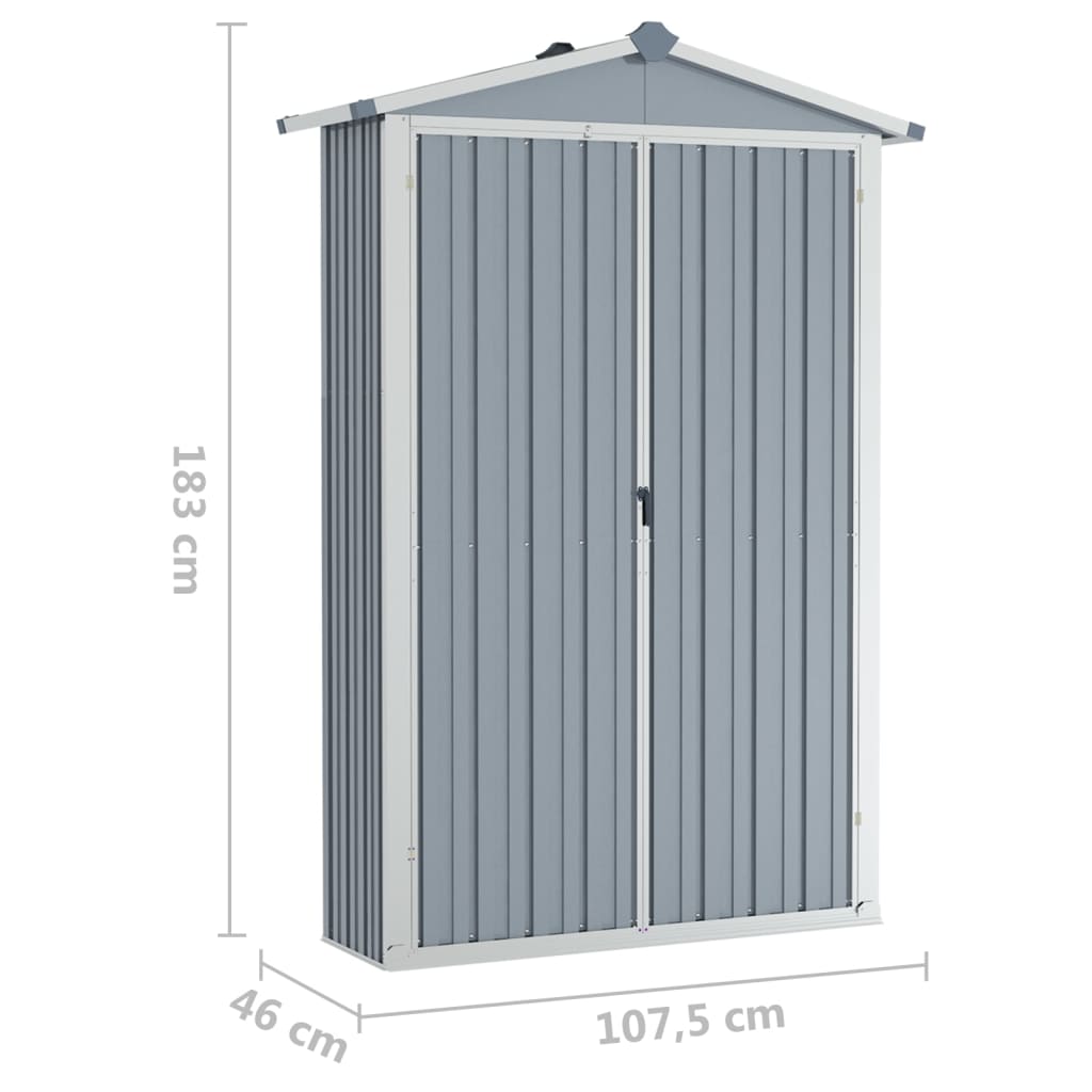 Gerätehaus Grau 116x45x175 cm Verzinkter Stahl Stilecasa