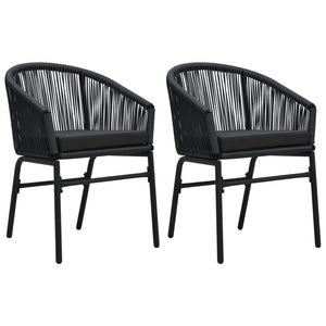 vidaXL Gartenstühle 2 Stk. Schwarz PE-Rattan