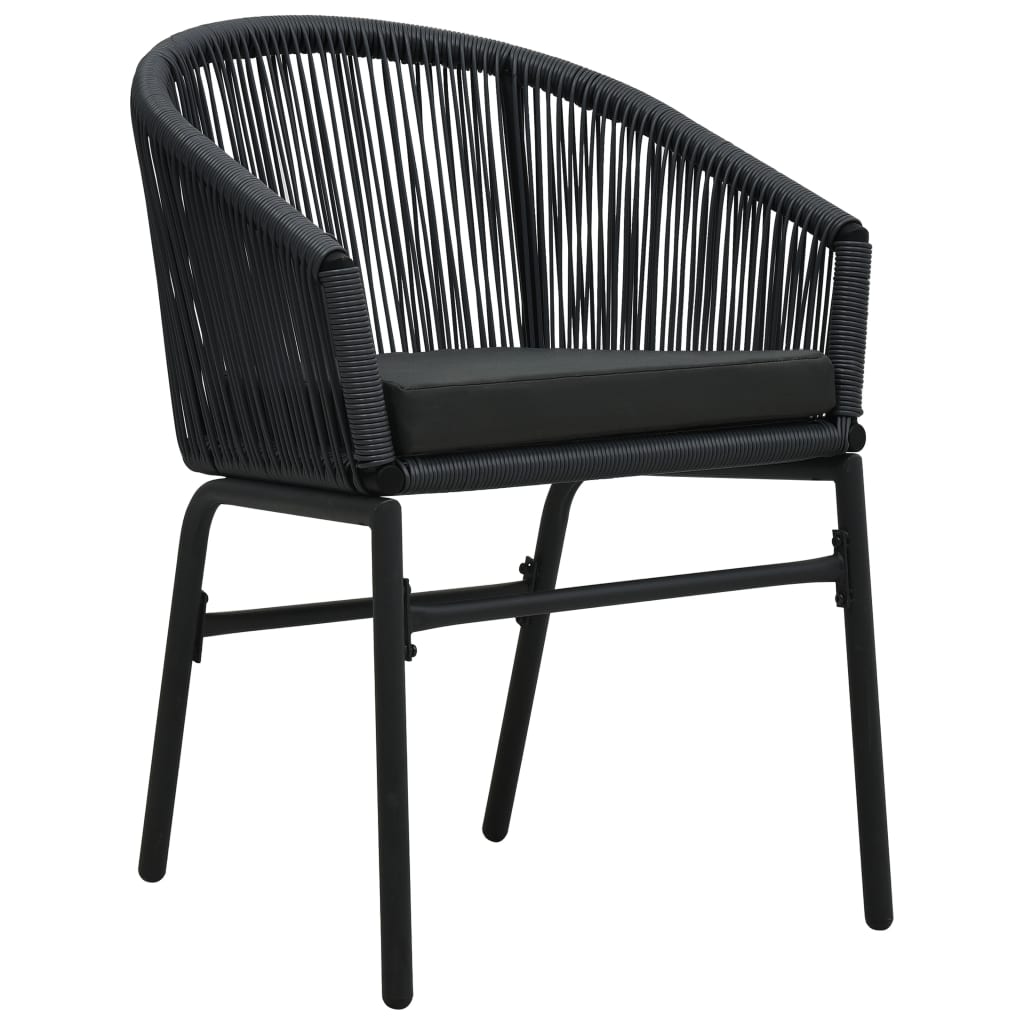 vidaXL Gartenstühle 2 Stk. Schwarz PE-Rattan