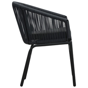 vidaXL Gartenstühle 2 Stk. Schwarz PE-Rattan